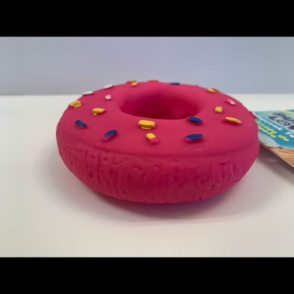 Donut With Sprinkles- Dog Squeak Toy- Pink - Picture 4 of 6